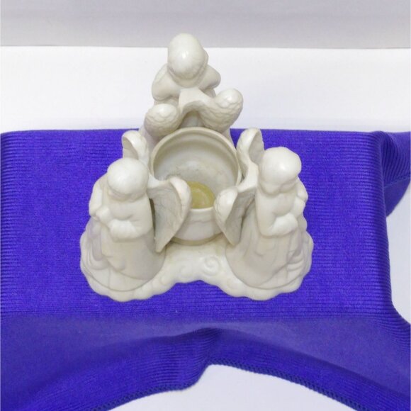 Vintage Porcelain Angel Trio Figurine  Handcrafted Collectible Decor  4.5" Tall - Picture 9 of 11